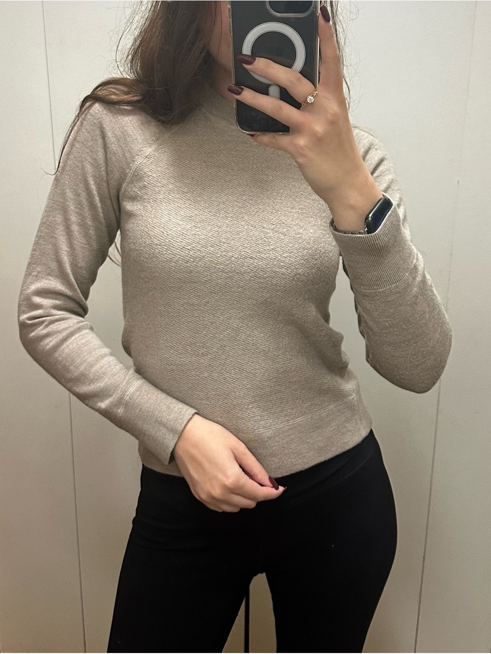 Club Monaco Women's Solid Knit Crewneck Pullover Sweater Beige Merino Wool XS